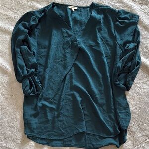 Maurices Teal Puff Sleeve Wrap Blouse